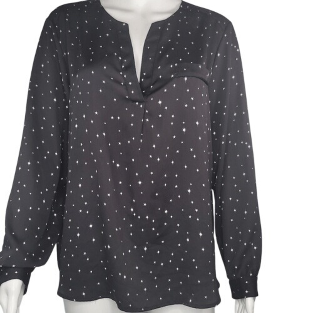 H&M Black with White‎ Stars Long Sleeve Top